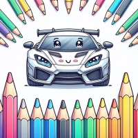 Kawaii Cars Coloring Book